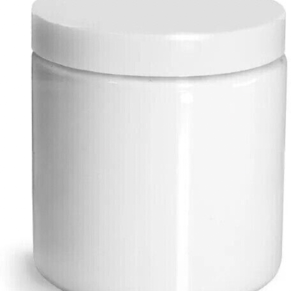 50 New 8oz White Straight-Sided Jars with White Smooth Plastic Lids